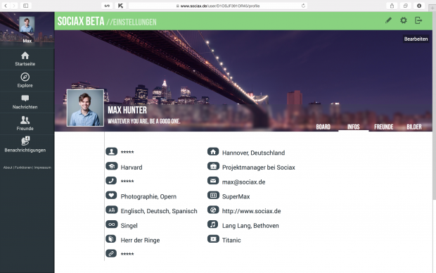 Die Einstellungsoptionen bei Sociax sind übersichtlich und einfach gestaltet. (Bild: Sociax)